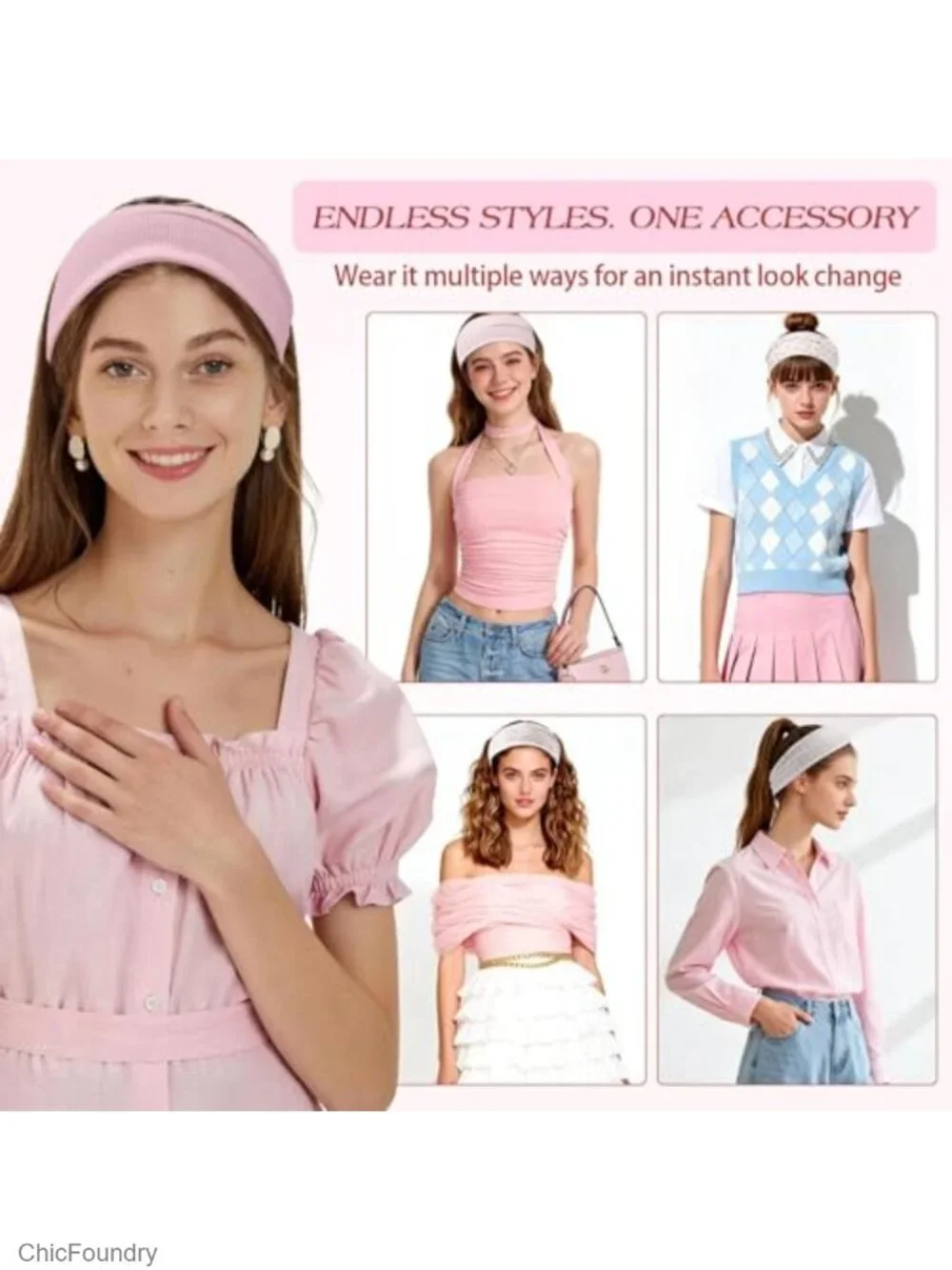 Non Slip Stretchy Fabric Headbands for Women Set of 5